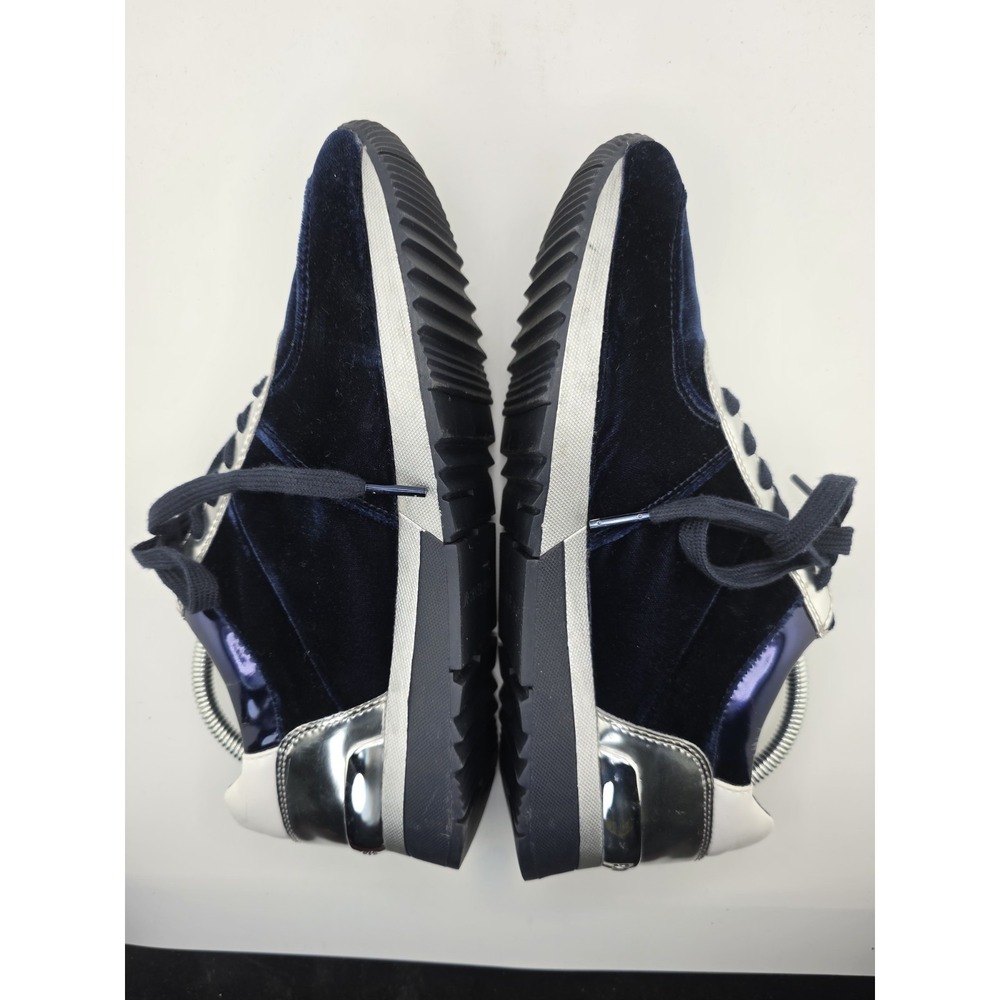 Michael Kors Velvet Sneakers Blue Silver Lace Up Women's Size 9.5 Casual Shoe - Picture 6 of 14